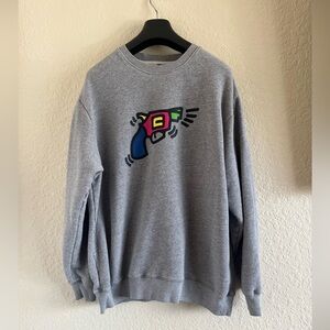 Crooks & Castles Gray Crewneck Sweater with Colorful Graphic